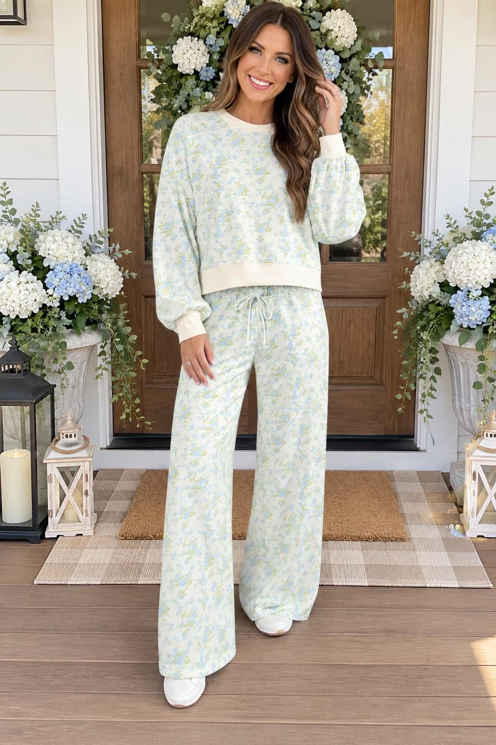 *PREORDER* Blue Floral Drawstring Set