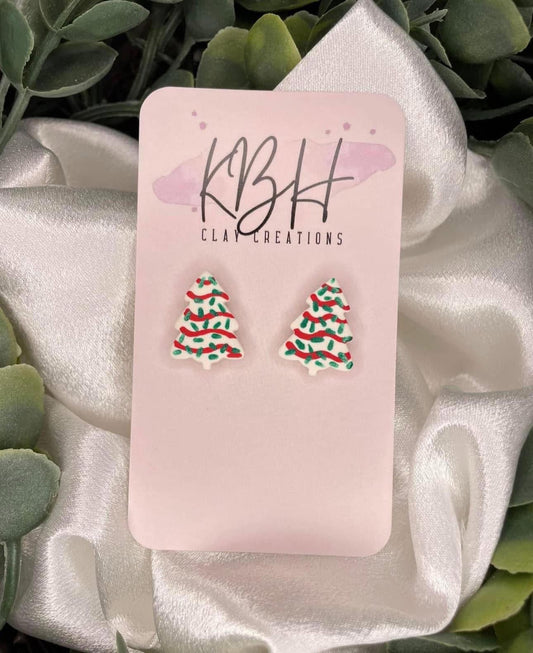 Christmas Tree Cake Clay Earrings