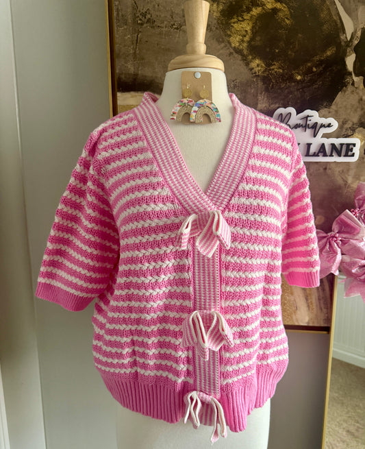 Pink Knit Bow Top