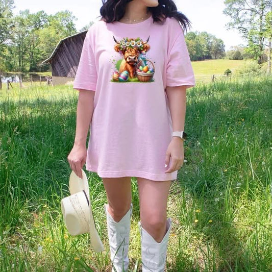 Highland Cow Easter Graphic Tee