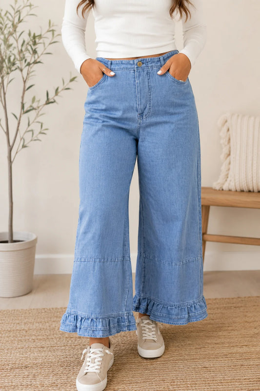 *PREORDER* Blue Ruffle Plus Jeans
