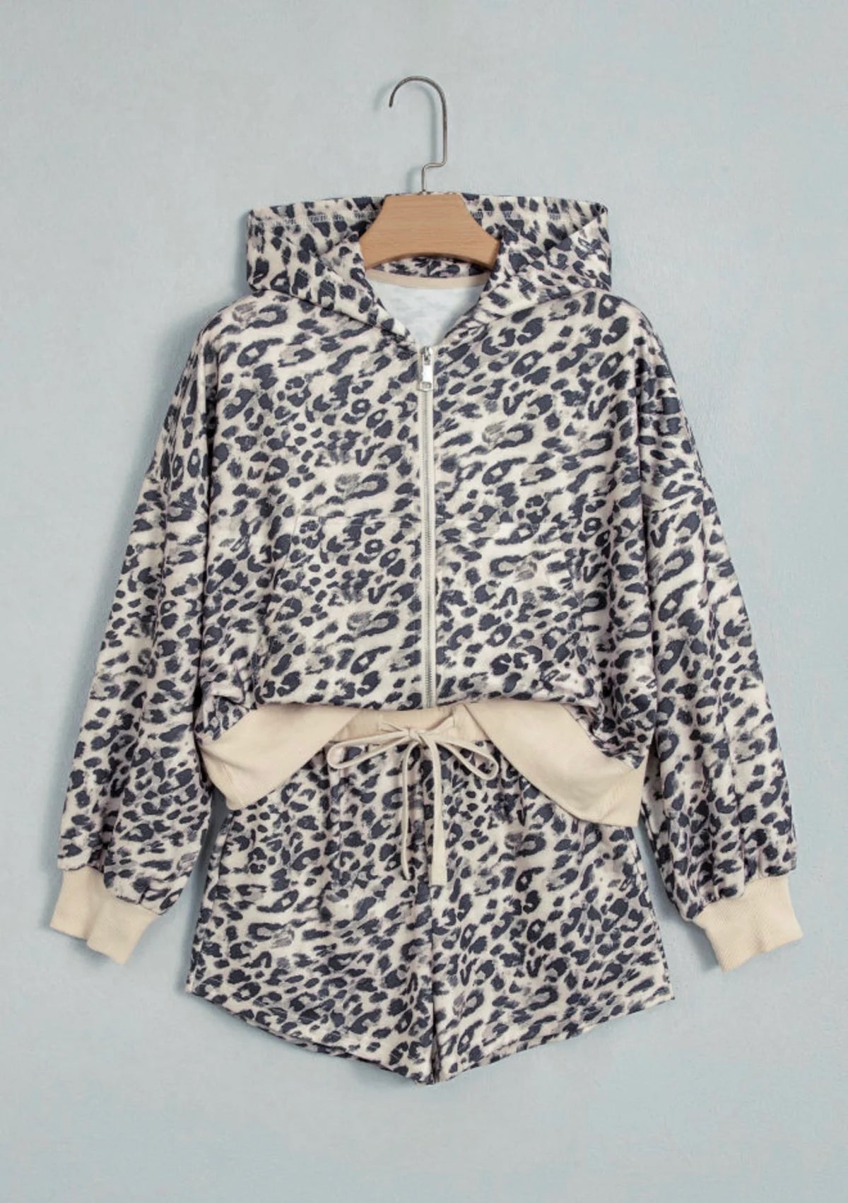 *PREORDER* Leopard Zip Up Hoodie And Short Set