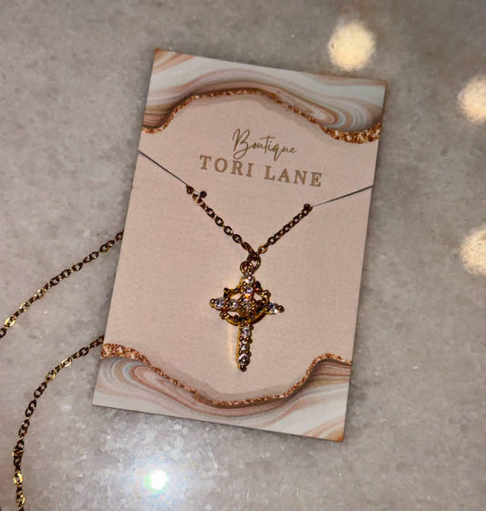 Cross + Crown Necklace