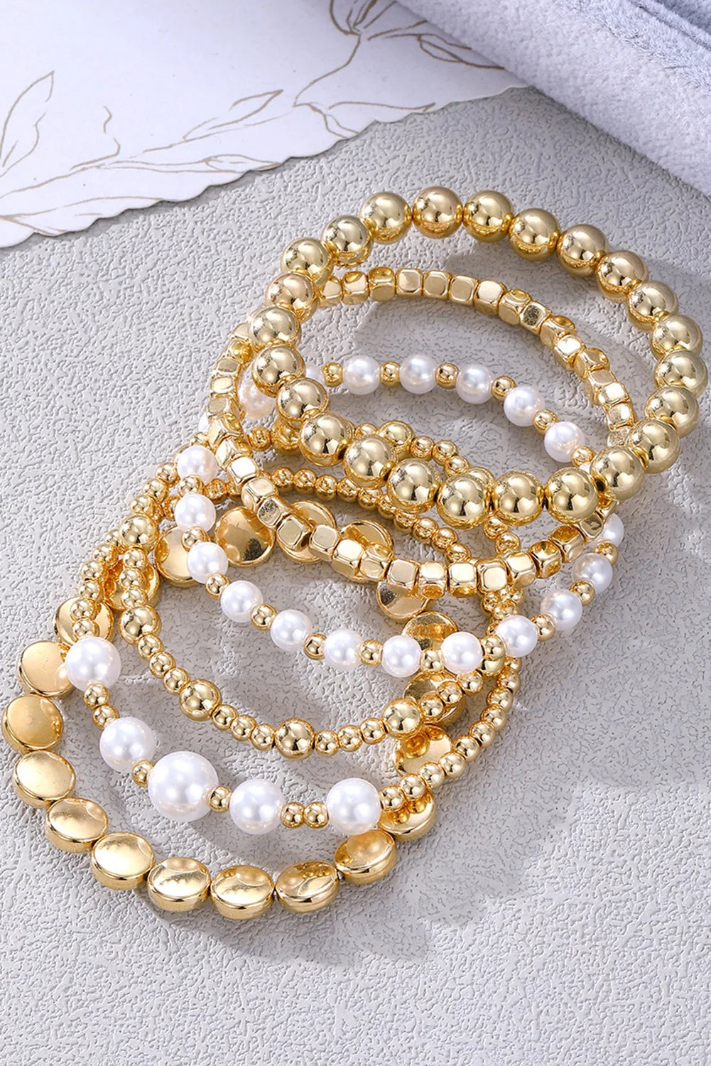 Gold Pearl Layered Bracelets