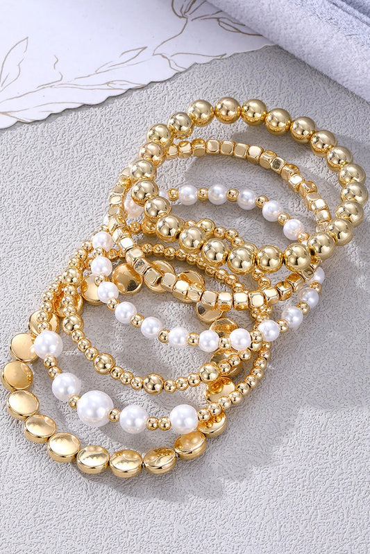 Gold Pearl Layered Bracelets