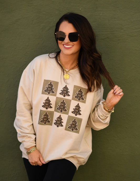 Camo Christmas Trees Graphic Sweatshirt