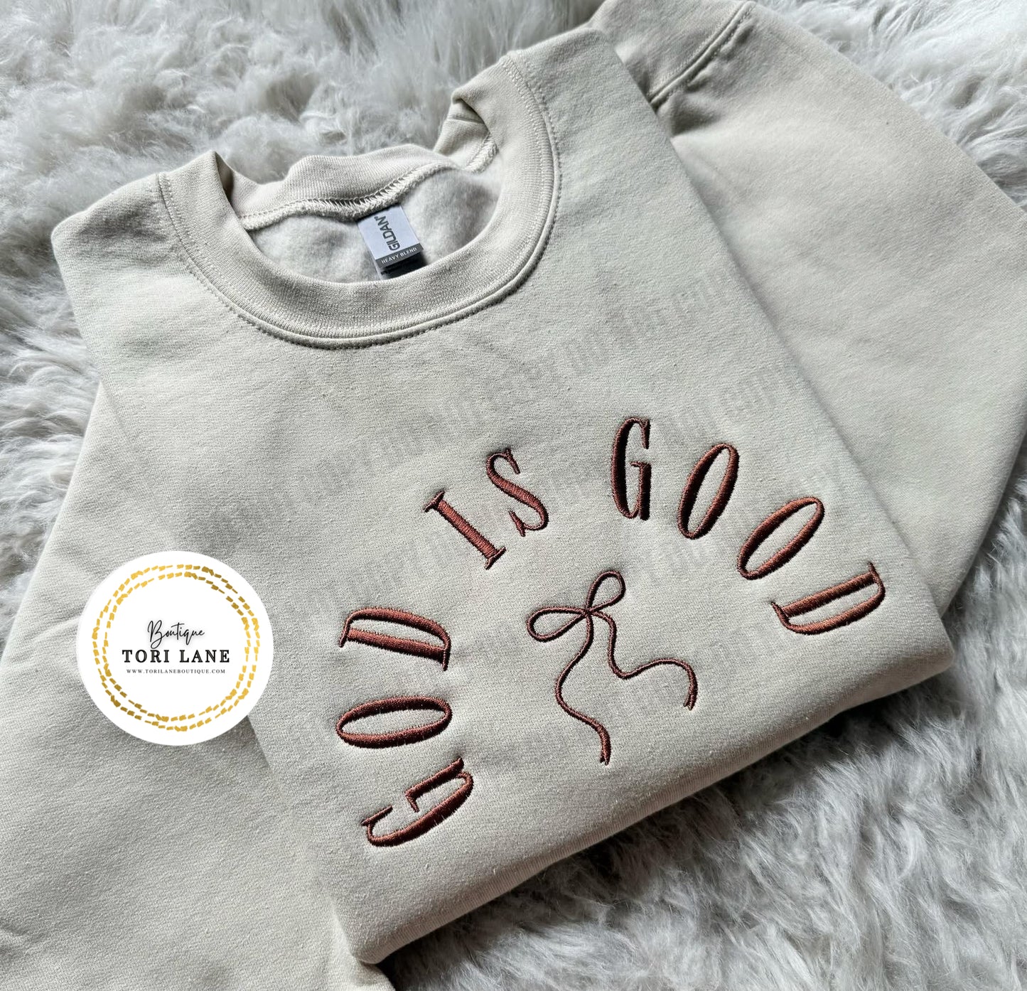 Embroidered God Is Good Sweatshirt