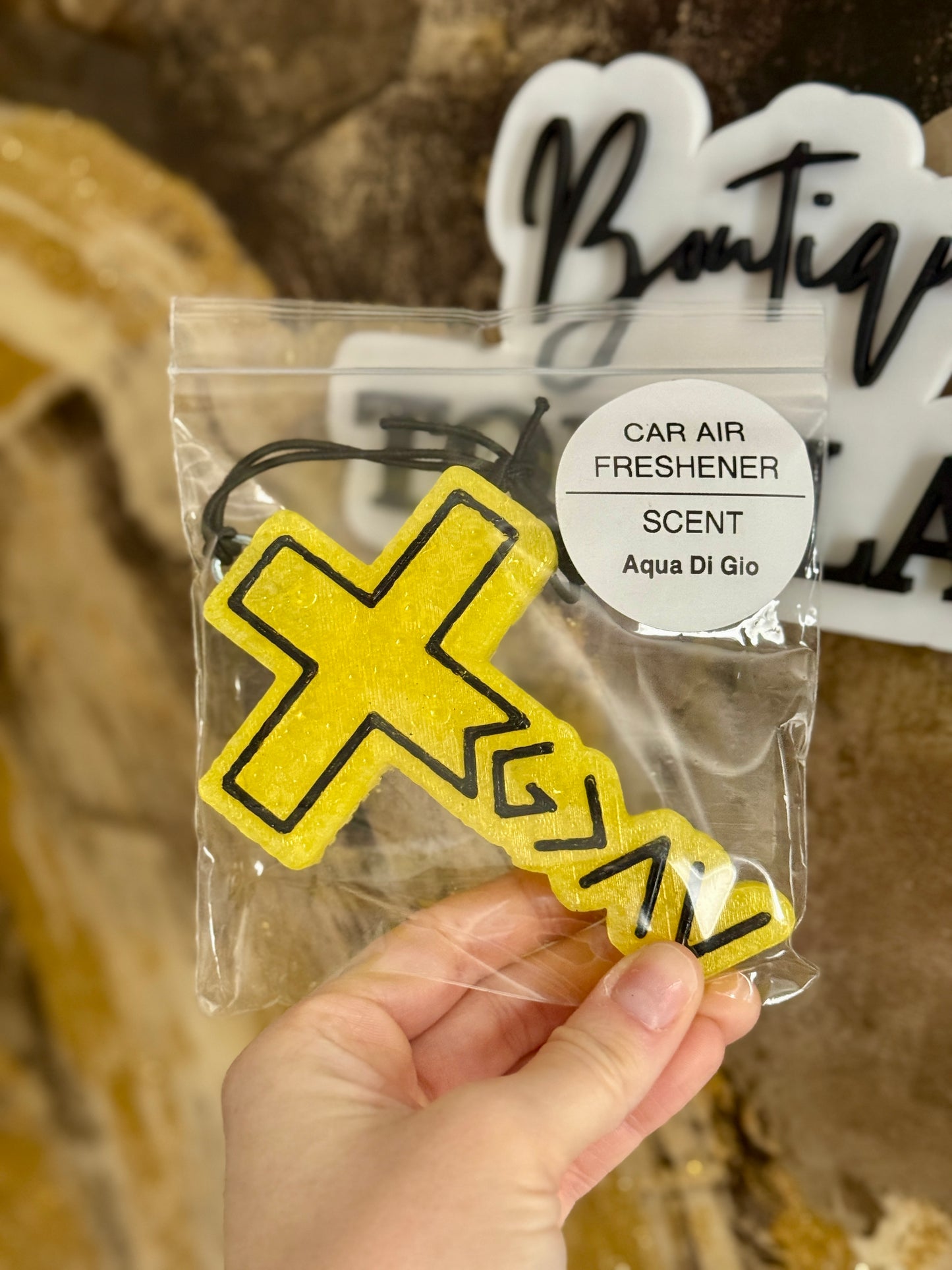 Yellow God Is Greater Air Freshie (Aqua Di Gio Scent)