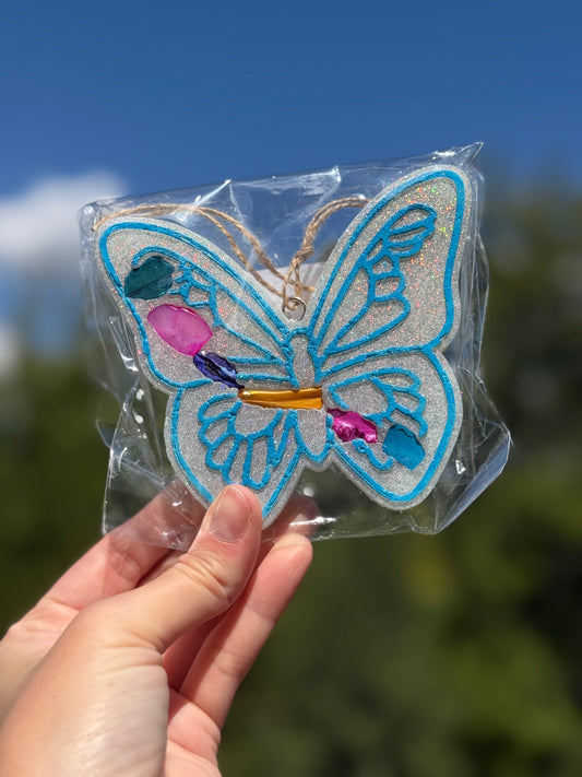 Blue Butterfly Car Air Freshie (Tropical Butt Naked Scent)