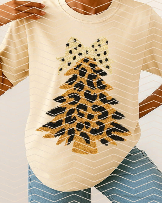 Leopard Christmas Tree Graphic Tee