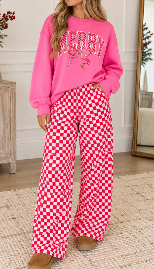 *PREORDER* Pink MERRY Plaid Set