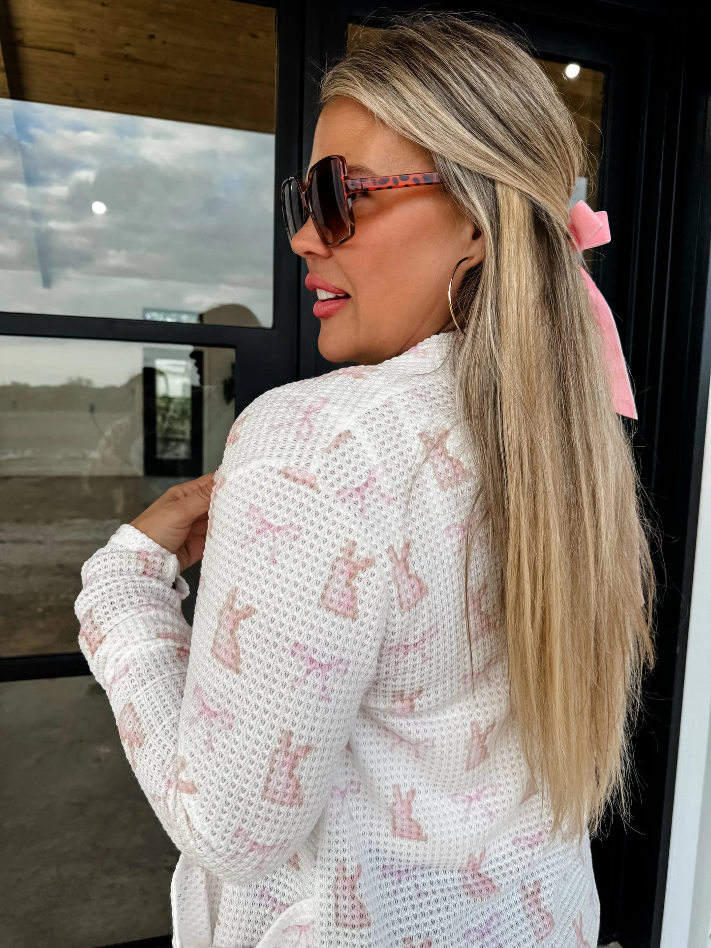 Pink Bunny Thumbhole Cardigan