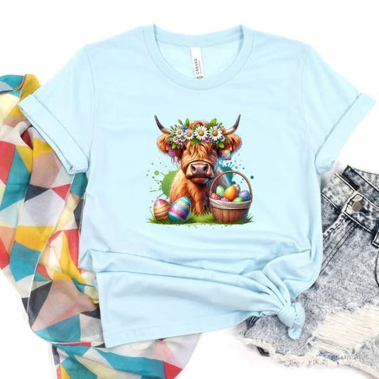Highland Cow Easter Graphic Tee