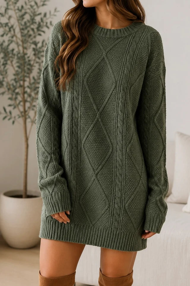 *PREORDER* Cable Knit Sweater Dress