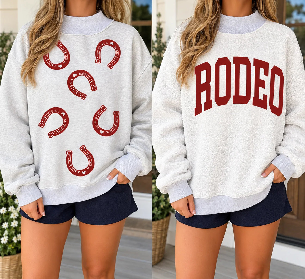 *PREORDER* Grey RODEO/HORSESHOE Reversible Sweatshirt