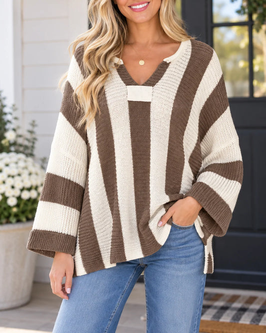 *PREORDER* Stripe V Neck Sweater