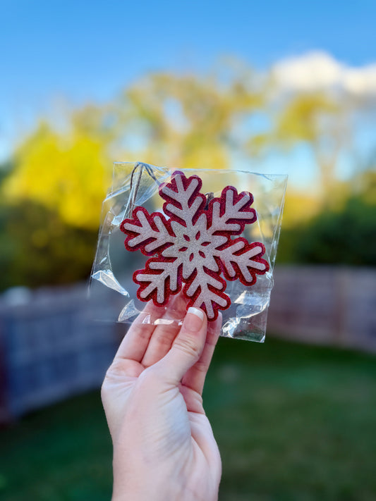 Red Snowflake Car Air Freshie (Apple Cider Doughnut Scent)
