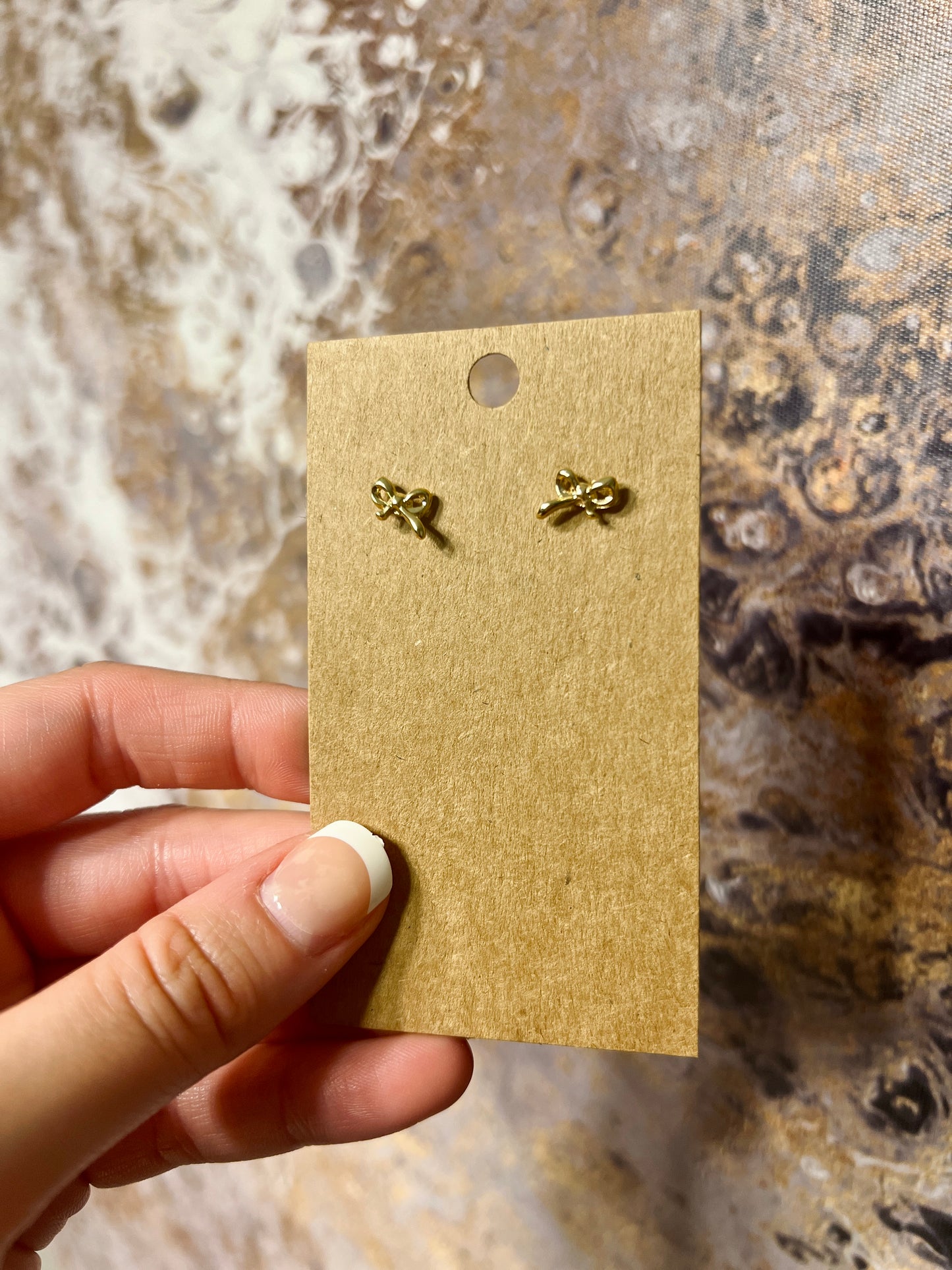 Tiny Gold Bow Earrings