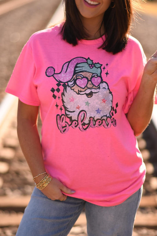 Faux Glitter Santa Graphic Tee