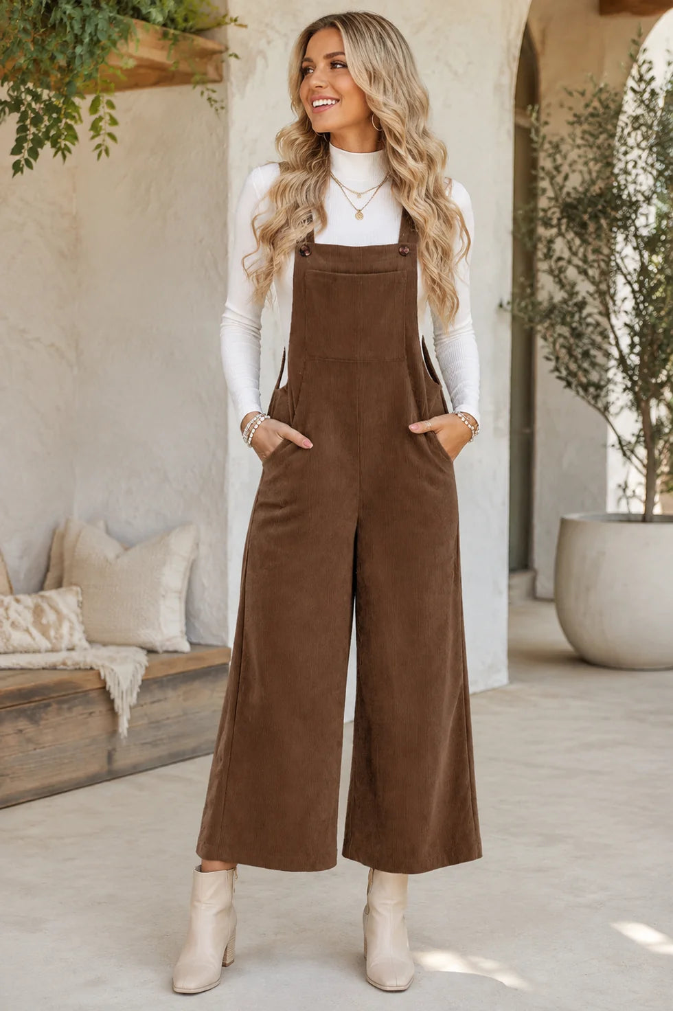 *PREORDER* Brown Corduroy Wide Leg Overalls