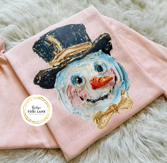 Faux Painted Snowman Graphic Sweatshirt