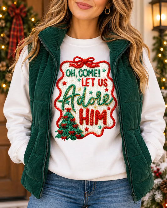 Oh Come Let Us Adore Him Graphic Sweatshirt