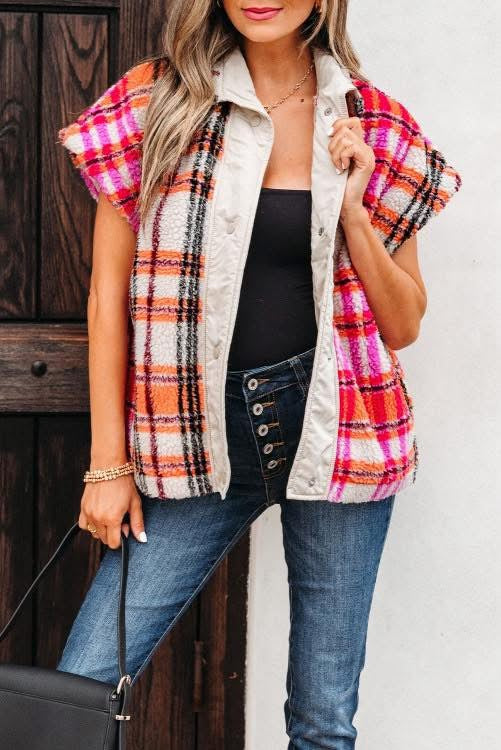 Plaid Sherpa Vest