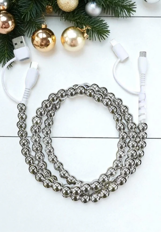 Silver Beaded Phone Charger