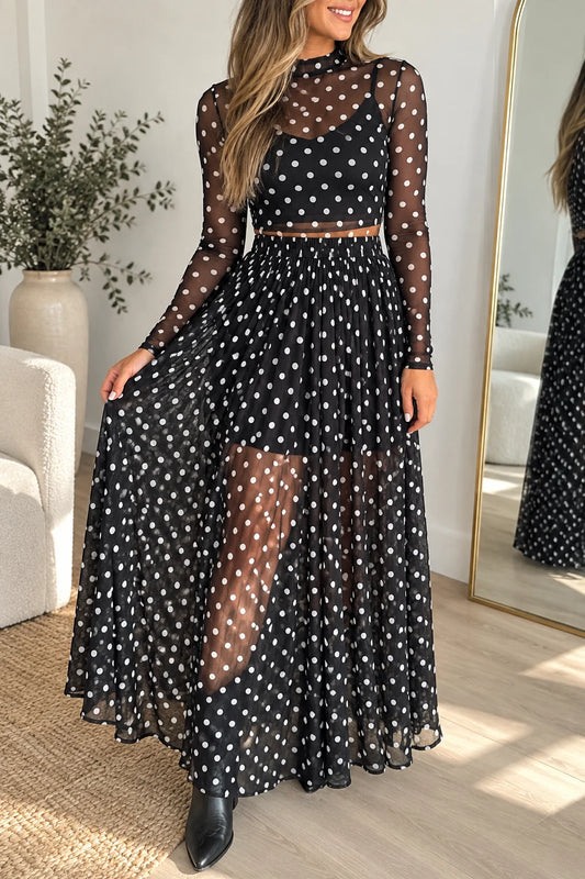 *PREORDER* Polka Dot Mesh 2pcs Dress Set