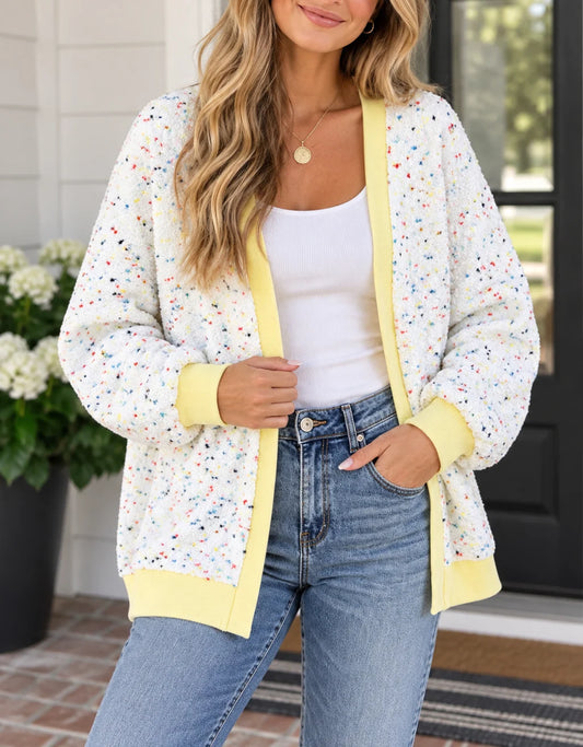 *PREORDER* White Abstract Casual Cardigan