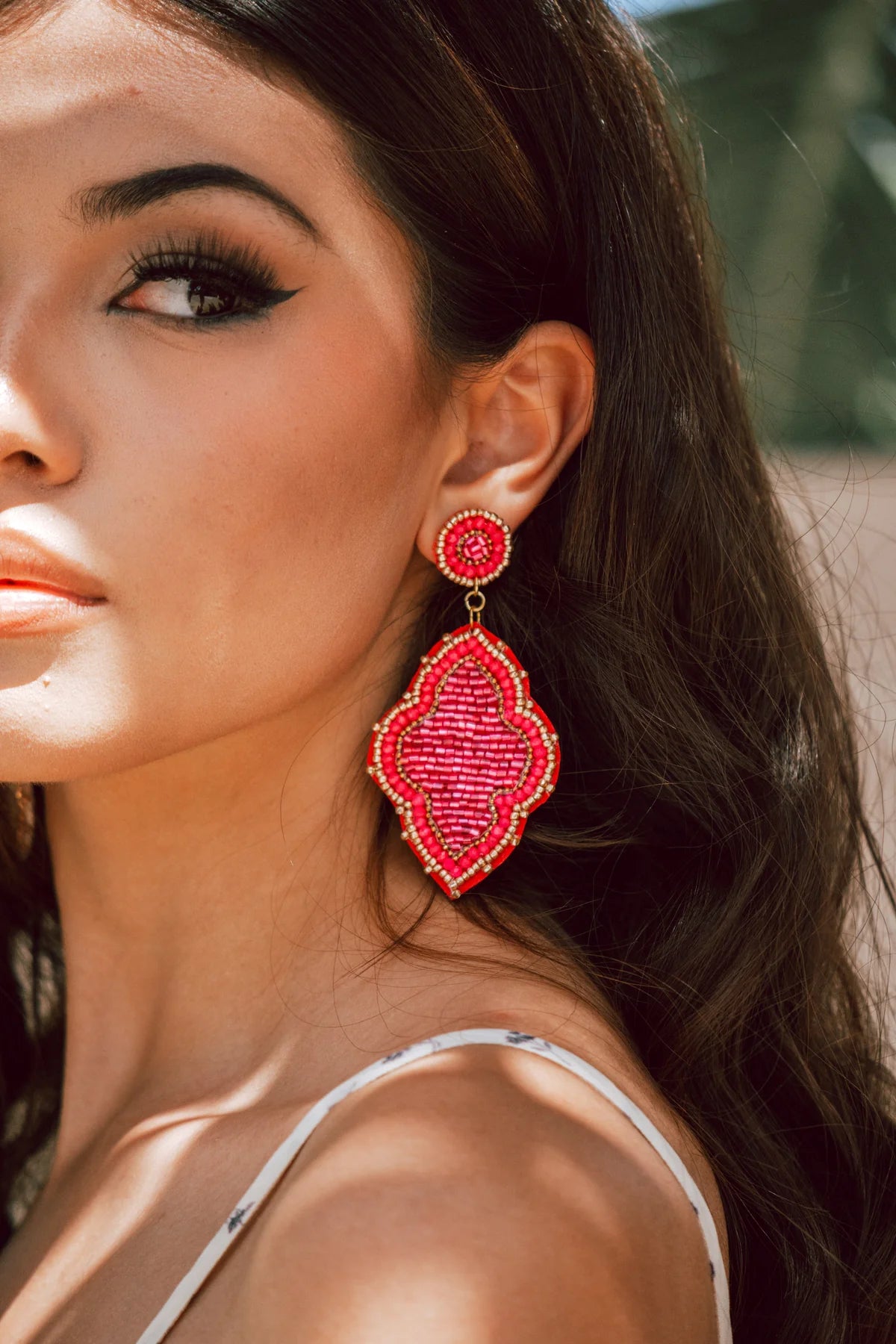 Fuchsia Seed Bead Earrings