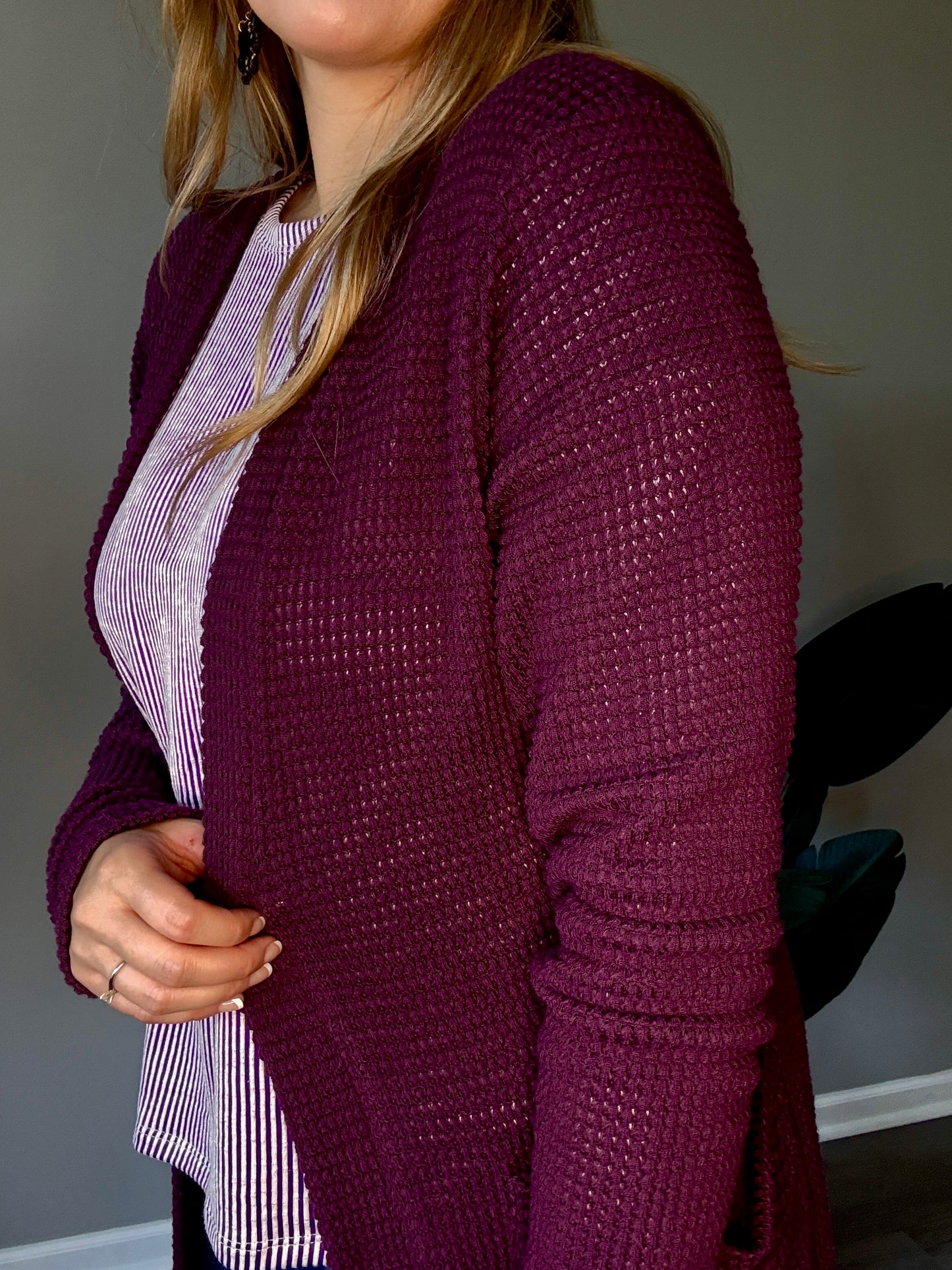 Purple Thumbhole Cardigan Plus+