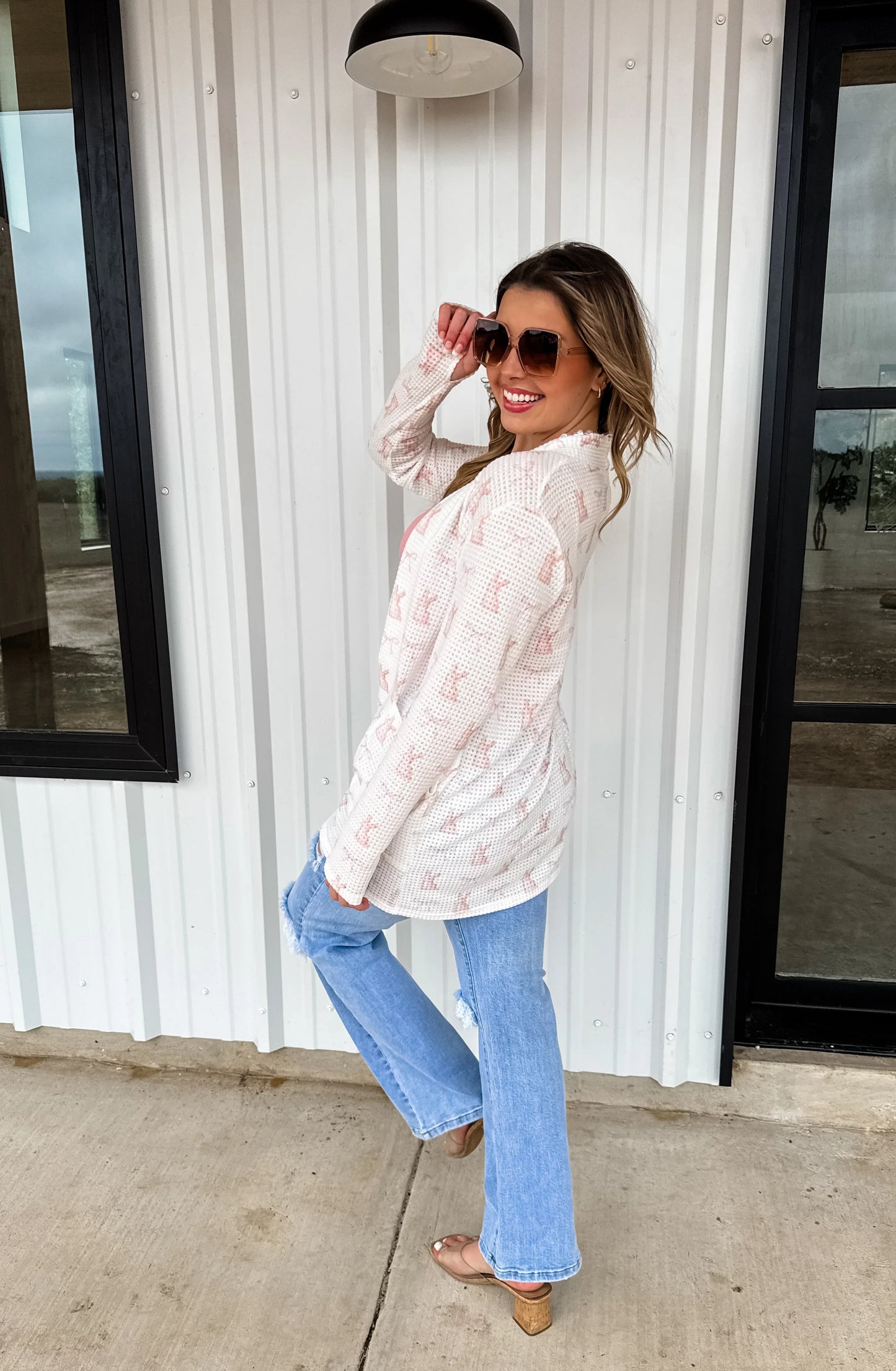 Pink Bunny Thumbhole Cardigan