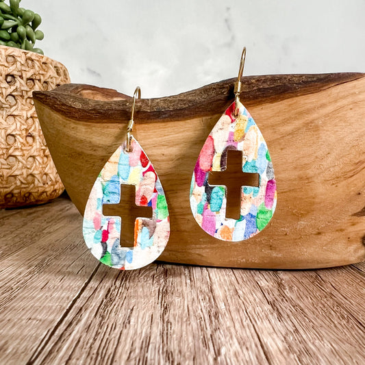 Confetti Cross Earrings