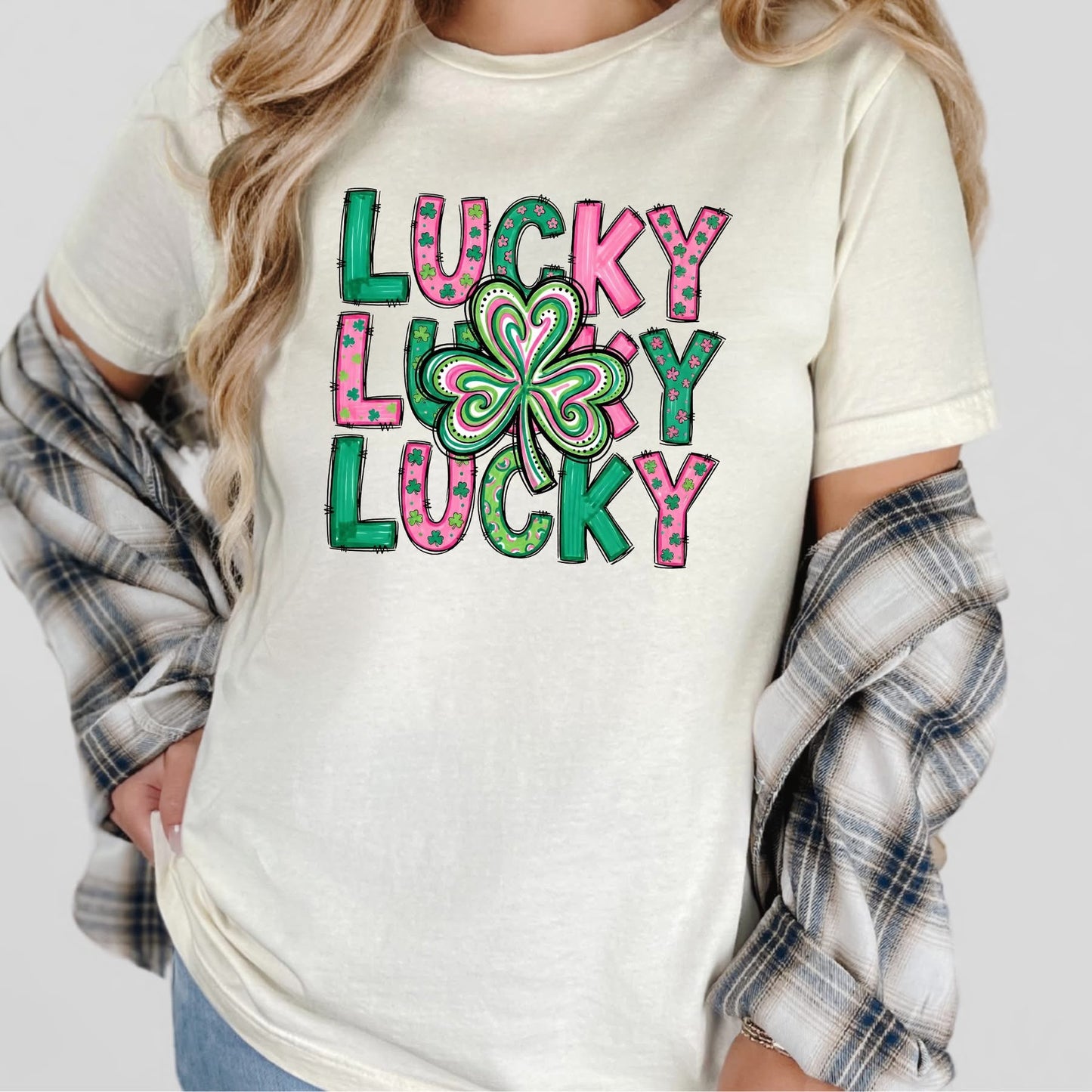Pink & Green Lucky Graphic Tee
