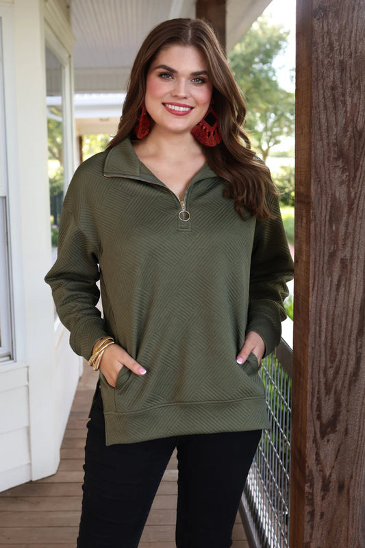 Greenery Quarter Zip Pullover