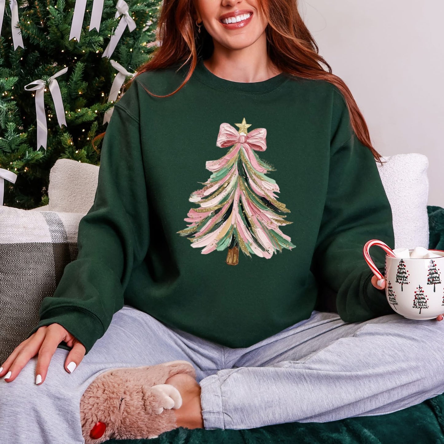 Painted Christmas Tree Graphic Sweatshirt