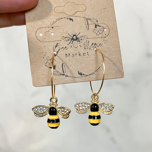 Bee Hoop Earrings