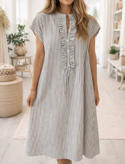 *PREORDER* Black Stripe Frilled Dress