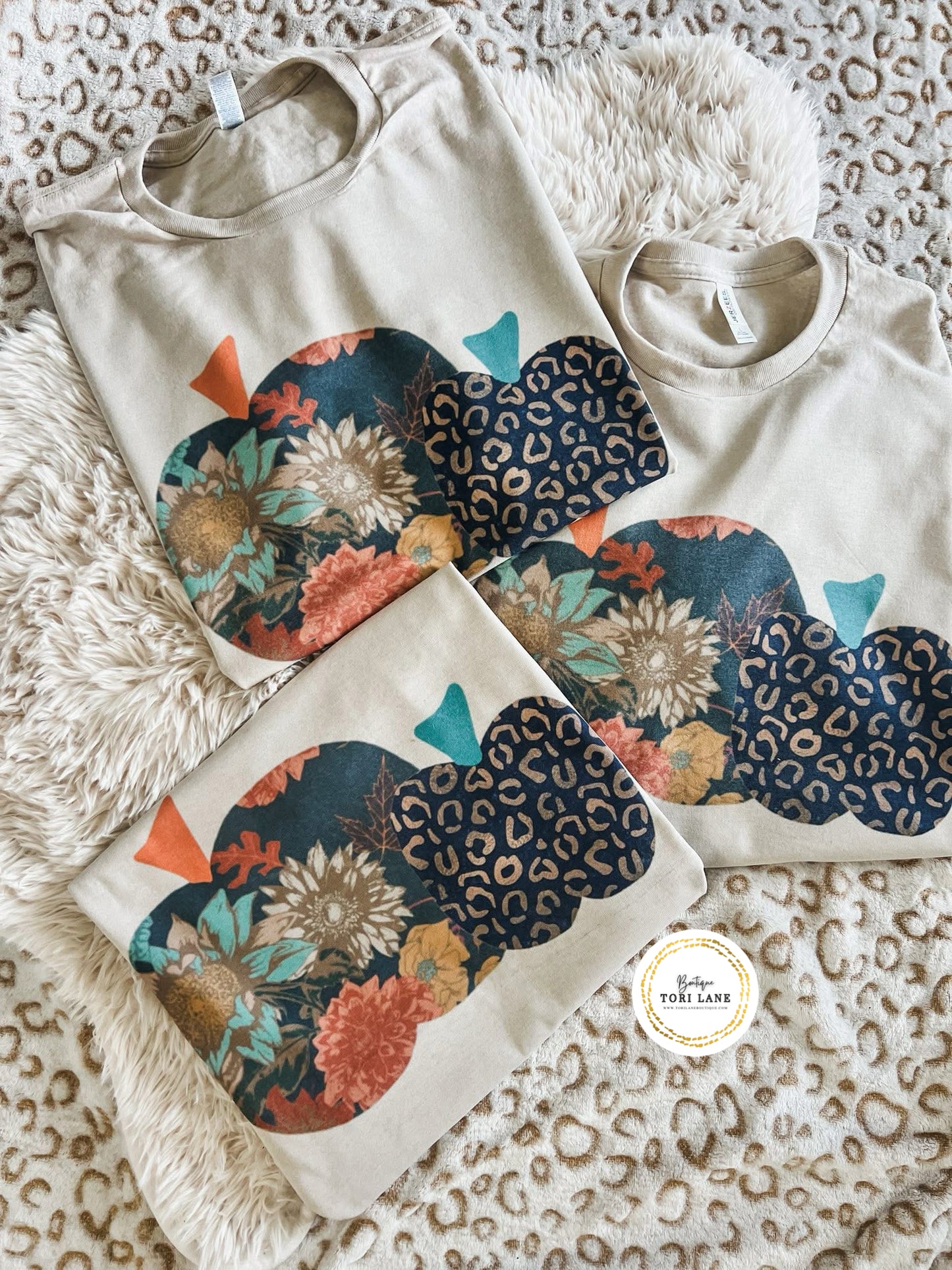 Floral + Leopard Pumpkin Graphic Tee