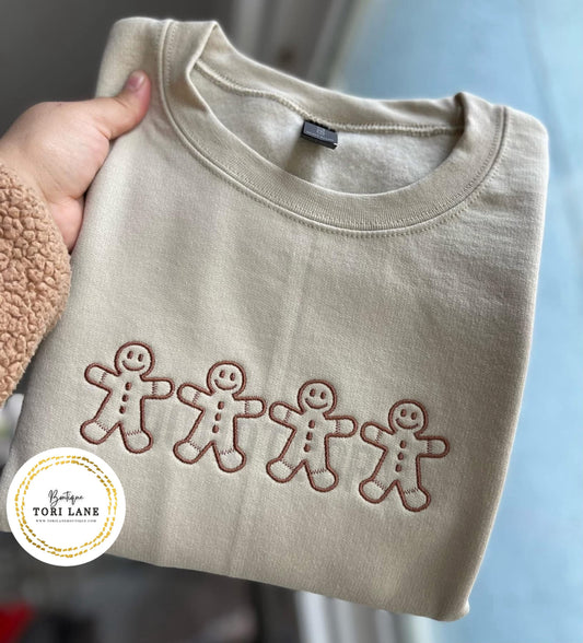 Embroidered Gingerbread Men Sweatshirt