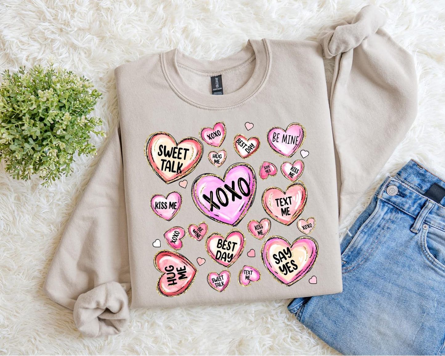 Conversation Hearts Graphic Sweatshirt