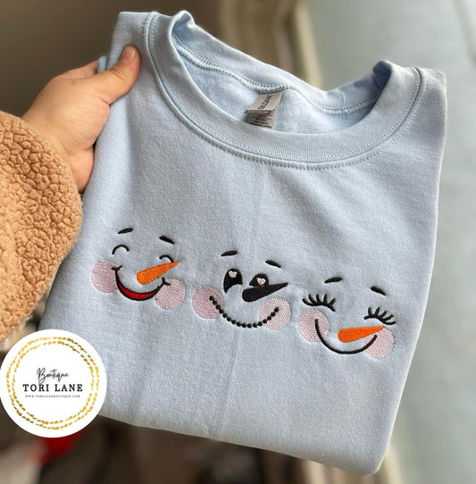 Embroidered Snowmen Sweatshirt