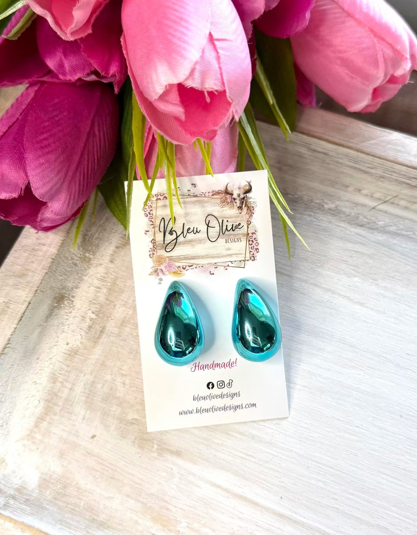 Blue Bubble Teardrop Earrings