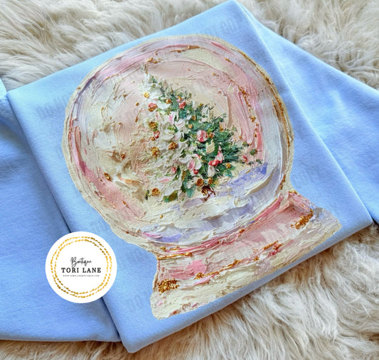 Faux Painted Snowglobe Graphic Sweatshirt