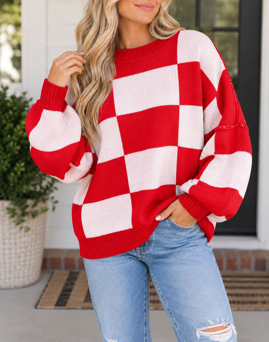 *PREORDER* Red Checkered Sweater