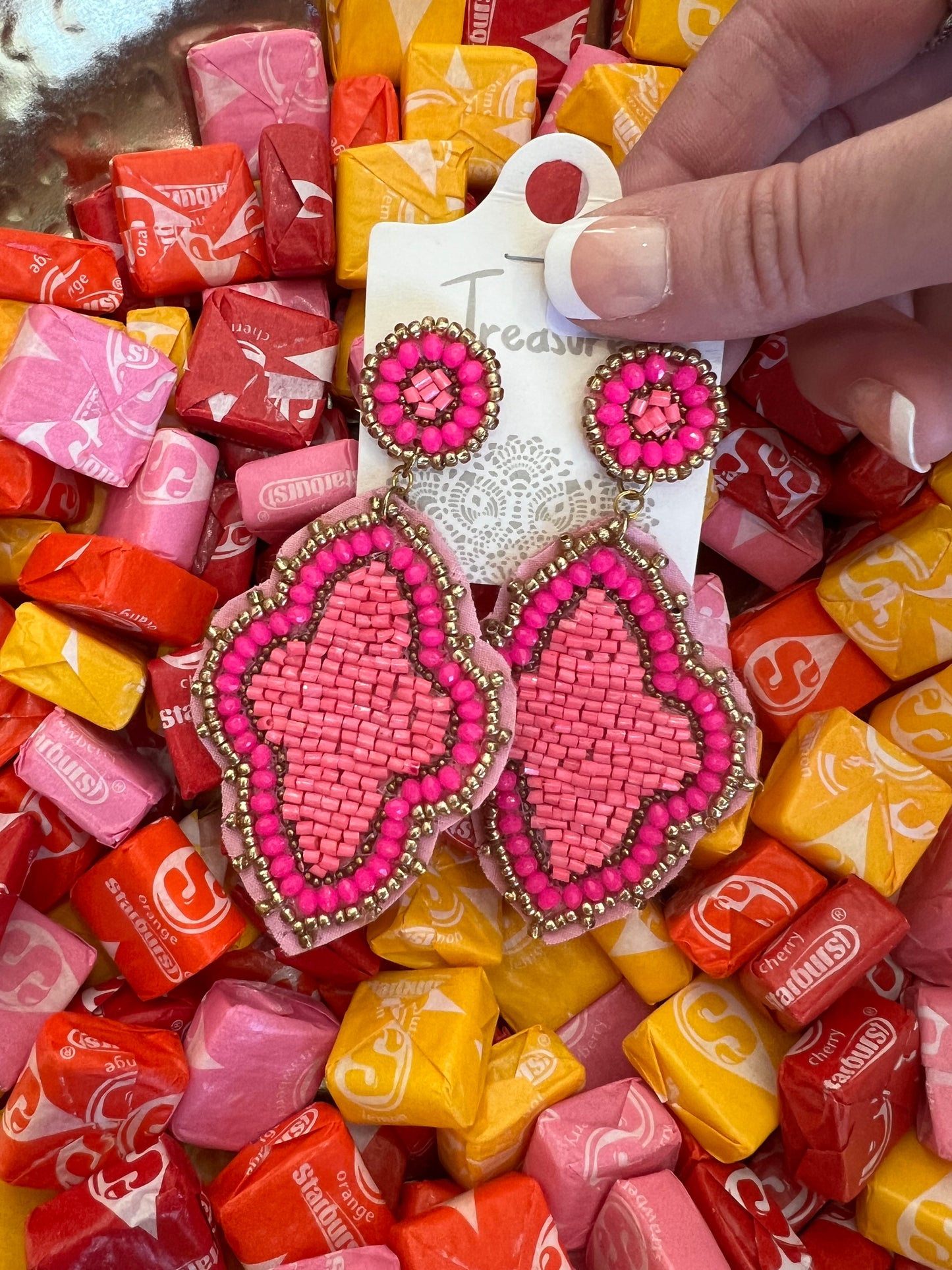 Fuchsia Seed Bead Earrings