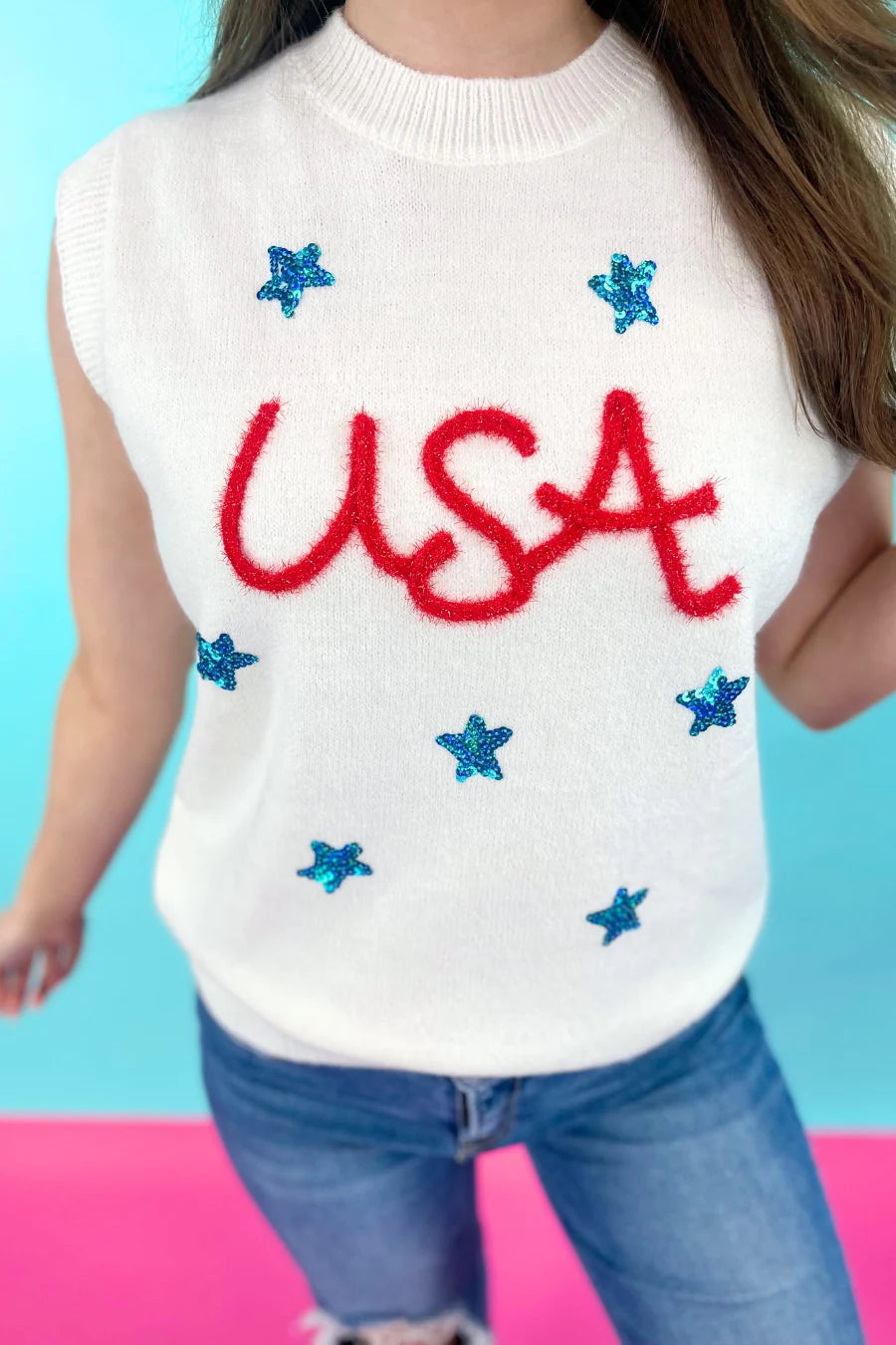 Plus+ USA Tinsel Sweater Vest
