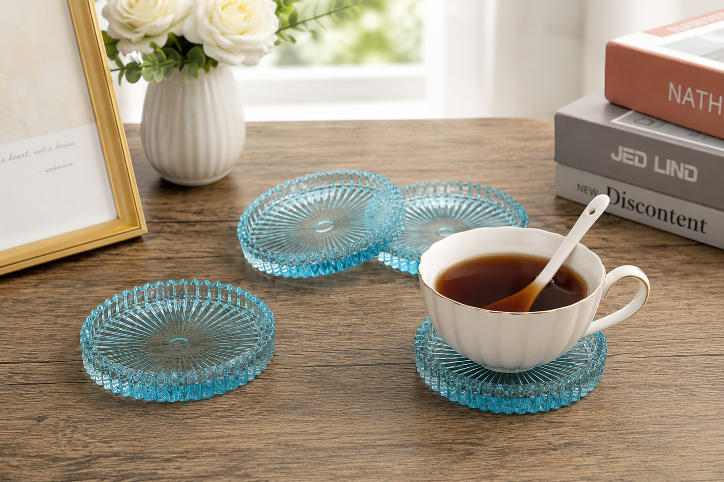 Blue Crystal Tone Glass Coasters