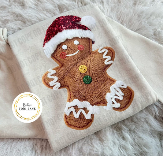Faux (Fake) Yarn Gingerbread Graphic Tee/Sweatshirt